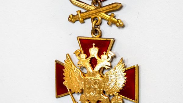 Знак ордена За заслуги перед Отечеством IV степени с мечами на колодке - Sputnik Беларусь