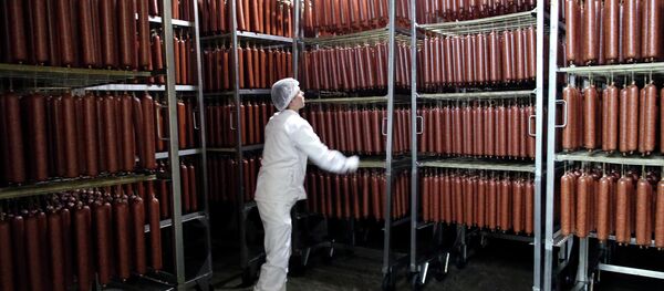 В сушильной камере мясоперерабатывающего завода - Sputnik Беларусь