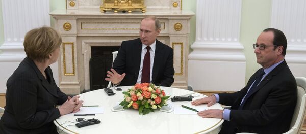 Президент России В.Путин провел рабочую встречу с канцлером ФРГ А.Меркель и президентом Франции Ф.Олландом - Sputnik Беларусь