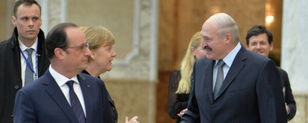 Франсуа Олланд, Ангела Меркель и Александр Лукашенко - Sputnik Беларусь