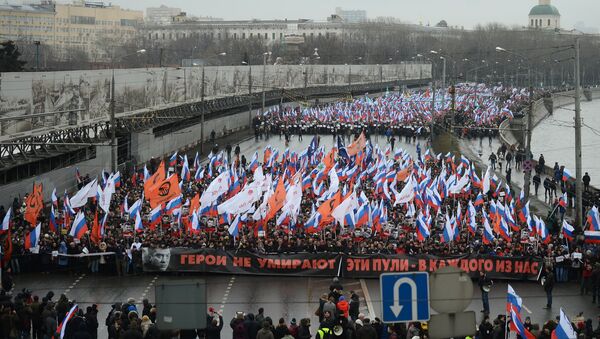 Траурный марш в память о политике Б.Немцове в Москве - Sputnik Беларусь