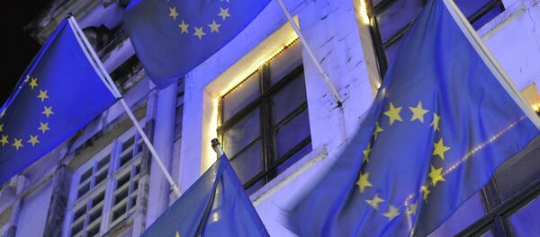 Флаги ЕС в Брюсселе Флаги ЕС в Брюсселе - Sputnik Беларусь