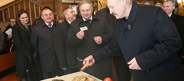 Александр Лукашенко во время посещения оздоровительного центра Сосновая, 14 апреля 2015 года - Sputnik Беларусь