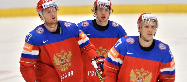 Игроки сборной России Антон Белов, Артемий Панарин, Вадим Шипачёв (слева направо) - Sputnik Беларусь