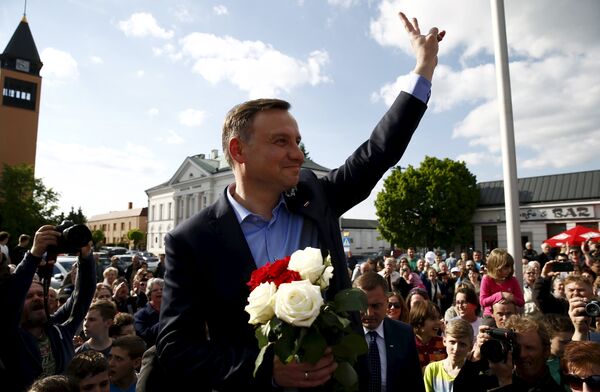 Анджей Дуда, кандидат от консервативной партии, в ходе избирательной кампании - Sputnik Беларусь