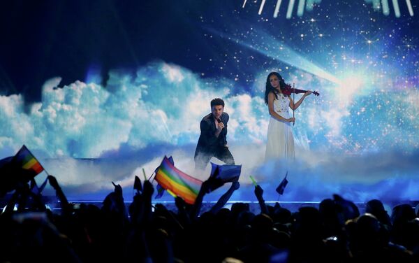 Выступление белорусского дуэта Uzari & Maimuna в первом полуфинале Евровидения-2015 - Sputnik Беларусь