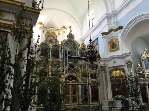 Леса в главном приделе Свято-Духовом соборе Леса в главном приделе Свято-Духовом соборе - Sputnik Беларусь