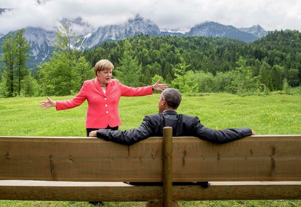 Меркель і Абама на G7 - Sputnik Беларусь