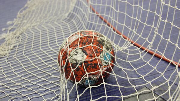 Гандбольный мяч в воротах, архивное фото - Sputnik Беларусь
