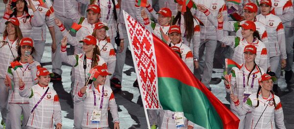 Представители Беларуси во время парада атлетов и членов национальных делегаций на церемонии открытия I Европейских игр в Баку. - Sputnik Беларусь