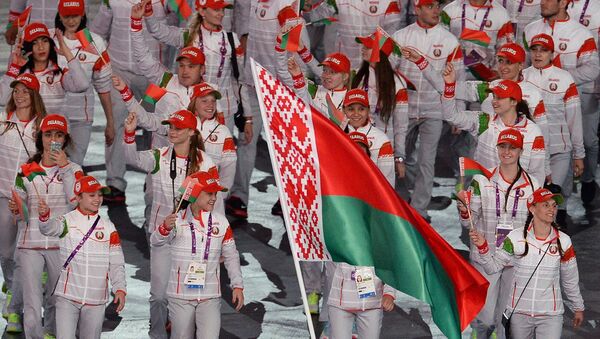 Представители Беларуси во время парада атлетов и членов национальных делегаций на церемонии открытия I Европейских игр в Баку - Sputnik Беларусь