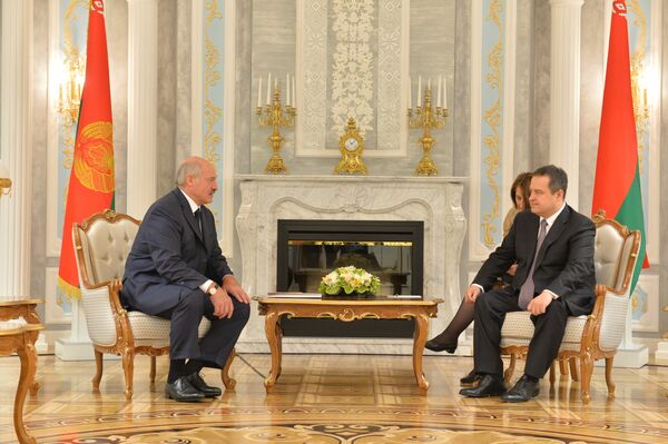Встреча президента Беларуси Александра Лукашенко с действующим председателем ОБСЕ Ивицей Дачичем. - Sputnik Беларусь