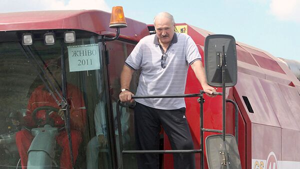 Лукашенко на комбайне - Sputnik Беларусь