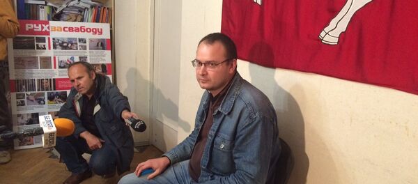 Алесь Михалевич на пресс-конференции в Минске Алесь Михалевич на пресс-конференции в Минске - Sputnik Беларусь