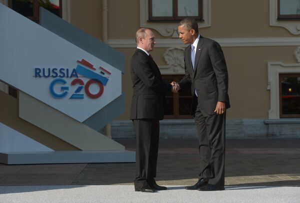 Президент России Владимир Путин и президент Соединенных Штатов Америки (США) Барак Обама - Sputnik Беларусь