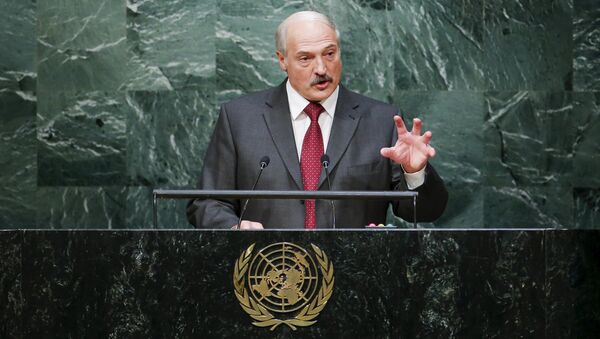 Александр Лукашенко во время выступления на Генассамблее ООН - Sputnik Беларусь