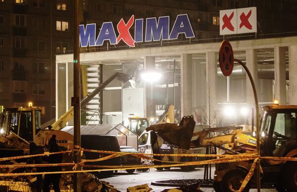 Обрушение крыши торгового центра Maxima в Риге. Обрушение крыши торгового центра Maxima в Риге. - Sputnik Беларусь