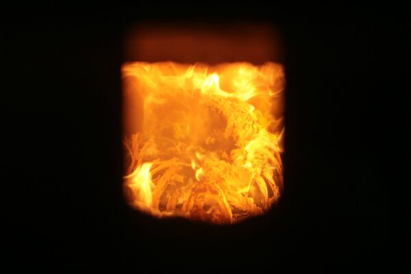 Огонь в кремационной печи. Вид через смотровое окно - Sputnik Беларусь
