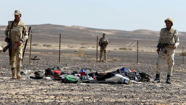 Египетские солдаты собирают обломки на месте крушения российского авиалайнера А321 - Sputnik Беларусь