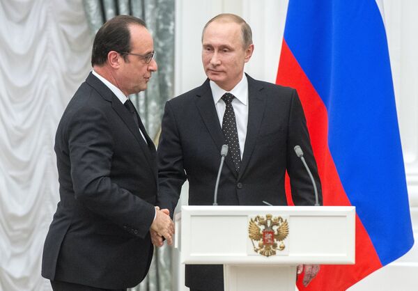 Президент РФ В.Путин встретился с президентом Франции Франсуа Олландом - Sputnik Беларусь