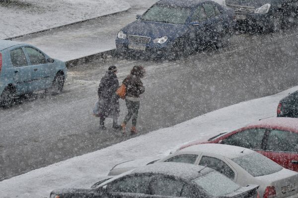 Пешеходы во время снегопада - Sputnik Беларусь
