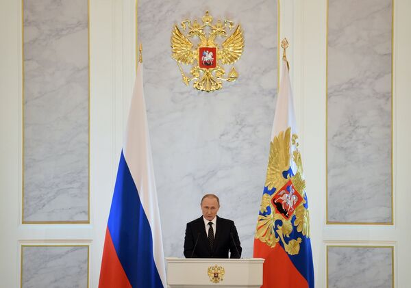 Обращение президента РФ В.Путина с ежегодным посланием к Федеральному Собранию - Sputnik Беларусь
