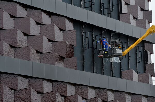 Работы на строительном объекте Работы на строительном объекте - Sputnik Беларусь