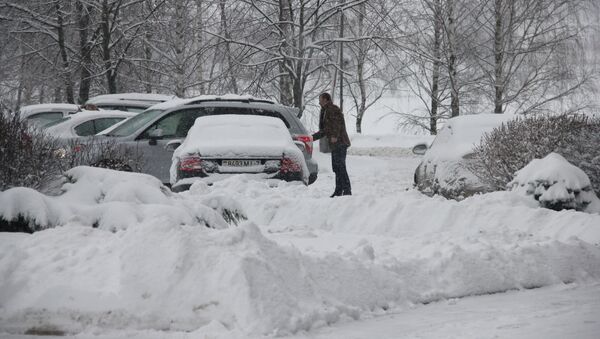 Водитель очищает машину от снега - Sputnik Беларусь