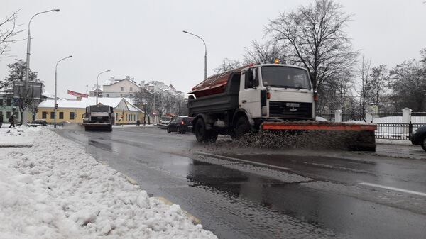 Снегоуборочная техника на улицах Бреста работает в усиленном режиме Снегоуборочная техника на улицах Бреста работает в усиленном режиме - Sputnik Беларусь