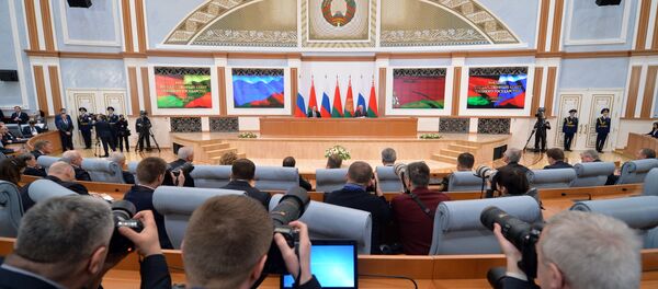 Заседание Высшего Государственного Совета Союзного государства России и Беларуси Заседание Высшего Государственного Совета Союзного государства России и Беларуси - Sputnik Беларусь