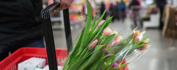 Продажа цветов в гипермаркете Продажа цветов в гипермаркете - Sputnik Беларусь