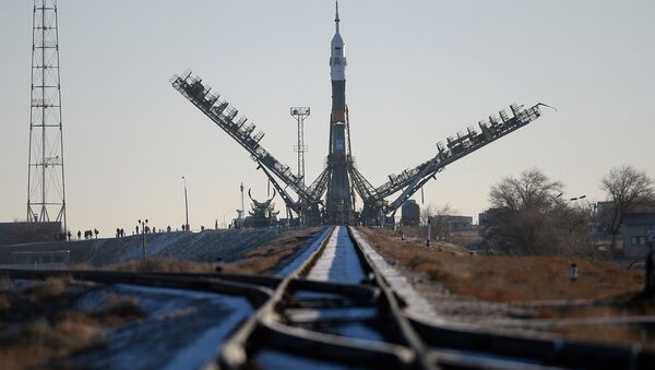 Ракета-носитель Союз-ФГ на  стартовой площадке космодрома Байконур, архивное фото - Sputnik Беларусь