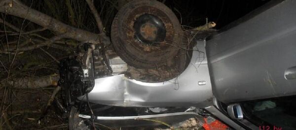 Автомобиль, опрокинувшийся в Каменецком районе - Sputnik Беларусь