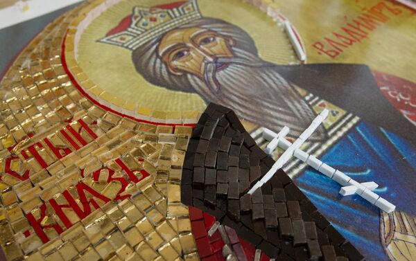 Фрагмент мозаичной иконы святого князя Владимира - Sputnik Беларусь