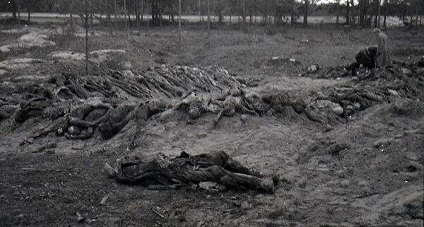 Тела узников концлагеря, обнаруженные при вскрытии могил старого Гарнизонного кладбища (фото 1944 г.) - Sputnik Беларусь