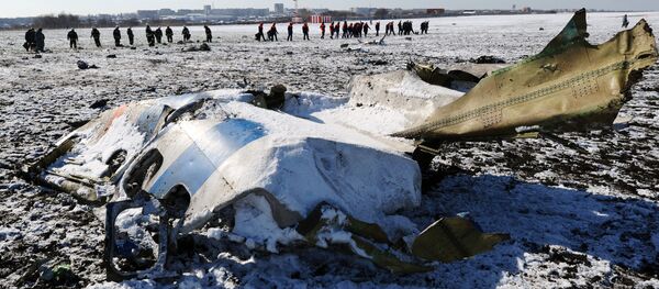 На месте крушения пассажирского самолета Boeing-737-800, который разбился при посадке в аэропорту Ростова-на-Дону На месте крушения пассажирского самолета Boeing-737-800, который разбился при посадке в аэропорту Ростова-на-Дону - Sputnik Беларусь