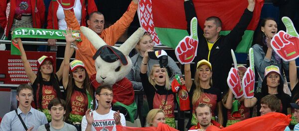 Болельщики сборной Беларуси по хоккею Болельщики сборной Беларуси по хоккею - Sputnik Беларусь
