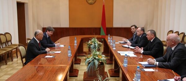 Глава МИД Беларуси Владимир Макей на встрече с главой МАГАТЭ Юкия Амано - Sputnik Беларусь