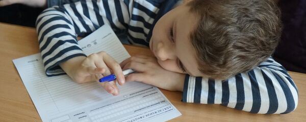 Мальчик участвует в ежегодной акции по проверке грамотности Тотальный диктант-2016 Мальчик участвует в ежегодной акции по проверке грамотности Тотальный диктант-2016 - Sputnik Беларусь
