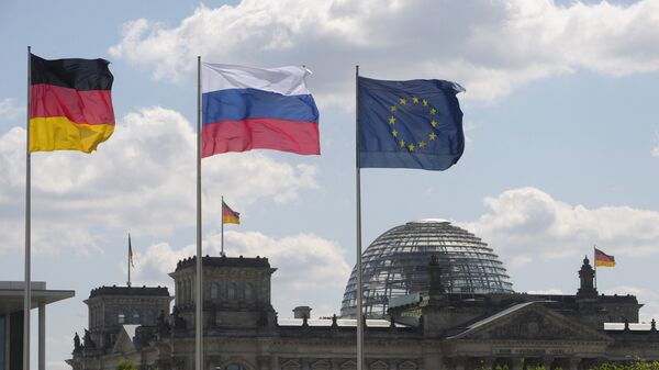 Флаги Германии, России и ЕС - Sputnik Беларусь
