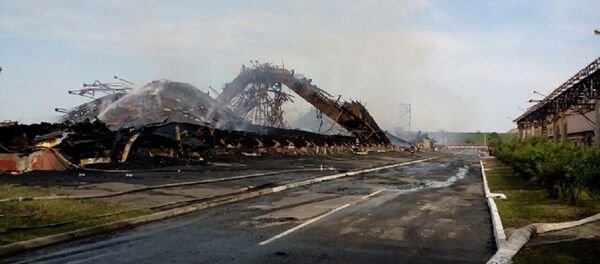 Пострадавший от пожара склад ОАО Беларуськалий, архивное фото - Sputnik Беларусь