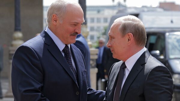 Президенты России и Беларуси Владимир Путин и Александр Лукашенко - Sputnik Беларусь