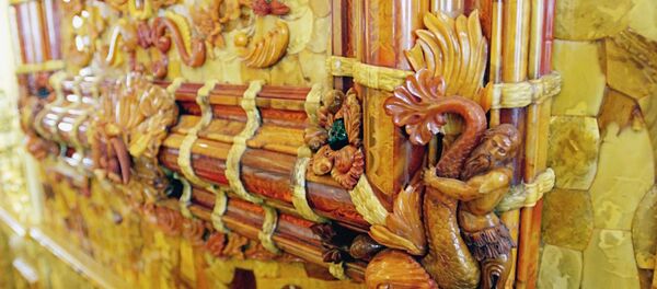 Фрагмент інтэр'ера Бурштынавага пакоя Екацярынінскага палаца Фрагмент інтэр'ера Бурштынавага пакоя Екацярынінскага палаца - Sputnik Беларусь