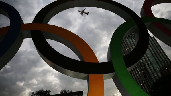 Олимпийские кольца в столице Игр-2016 Рио-де-Жанейро - Sputnik Беларусь