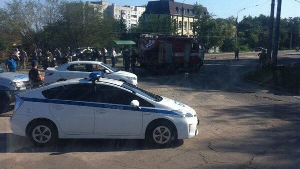 Место взрыва автомобиля главы ЛНР Плотницкого - Sputnik Беларусь