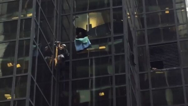 СПУТНИК_Мужчина на присосках взобрался по стене небоскреба Trump tower в Нью-Йорке - Sputnik Беларусь