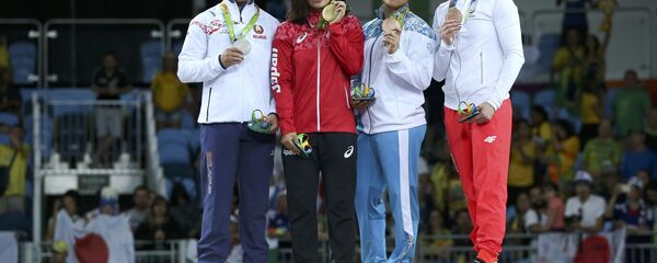 Прызёры Алімпійскіх гульняў-2016. Марыя Мамашук - злева Прызёры Алімпійскіх гульняў-2016. Марыя Мамашук - злева - Sputnik Беларусь