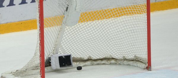 Шайба в пустых воротах. Архивное фото Шайба в пустых воротах. Архивное фото - Sputnik Беларусь