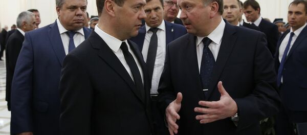 Председатель правительства РФ Дмитрий Медведев и премьер-министр Беларуси Андрей Кобяков - Sputnik Беларусь
