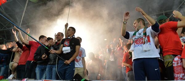 Фанатский сектор на матче Беларусь - Франция - Sputnik Беларусь